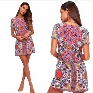 Lulus Sangria Coral Pink Tile
Print Shift Dress